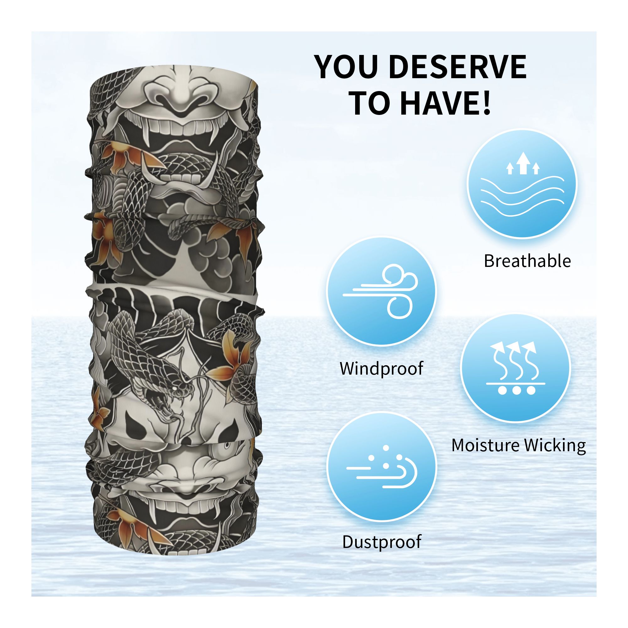 Custom Samurai Oni Demon Banda - Neck Warmer Tube review and price
