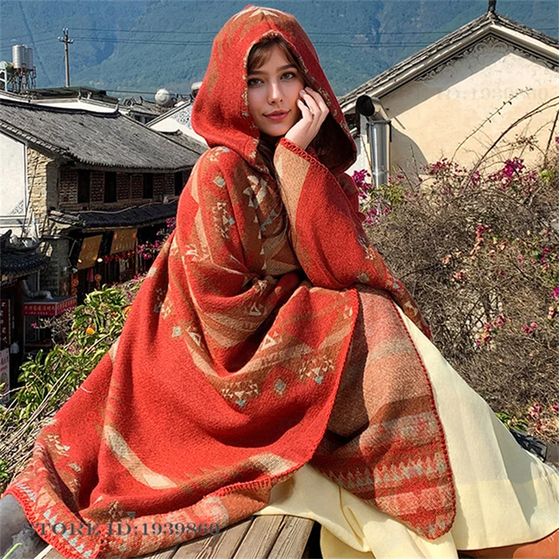 Hooded Warmth Scarf Shawl Cape - Woven Scarf Blanket review and price