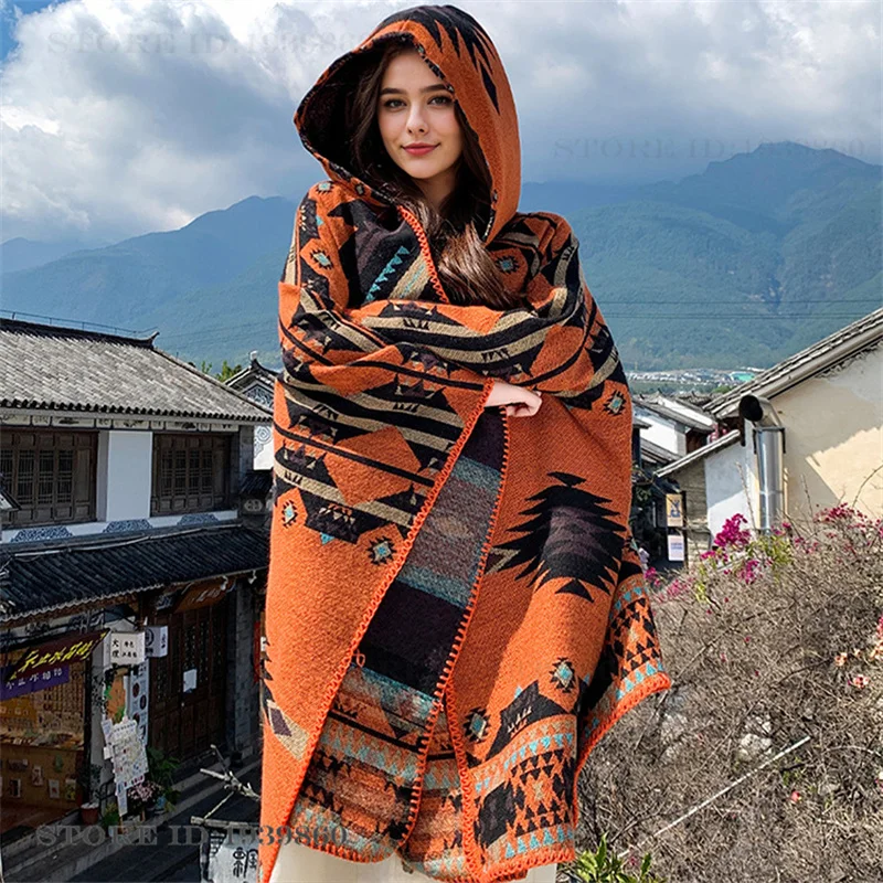 Hooded Warmth Scarf Shawl Cape - Woven Scarf Blanket review and price