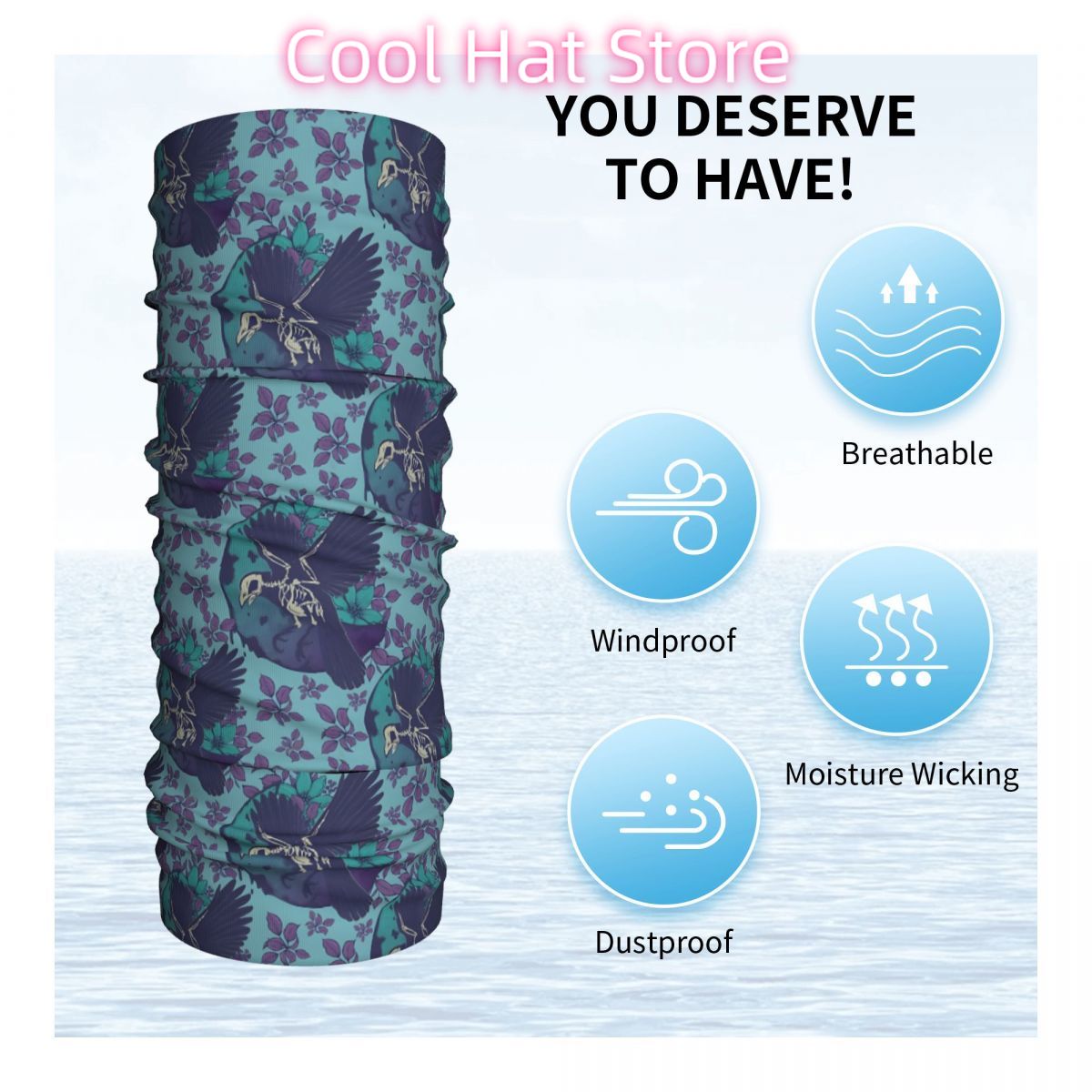 Raven Skeleton And Moon Headba - Neck Warmer Tube review and price
