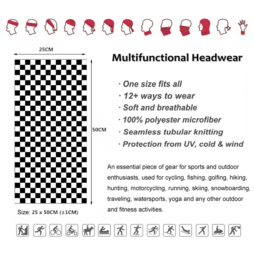 Checkered Ska Printed Headband - Neck Warmer Tube review and price