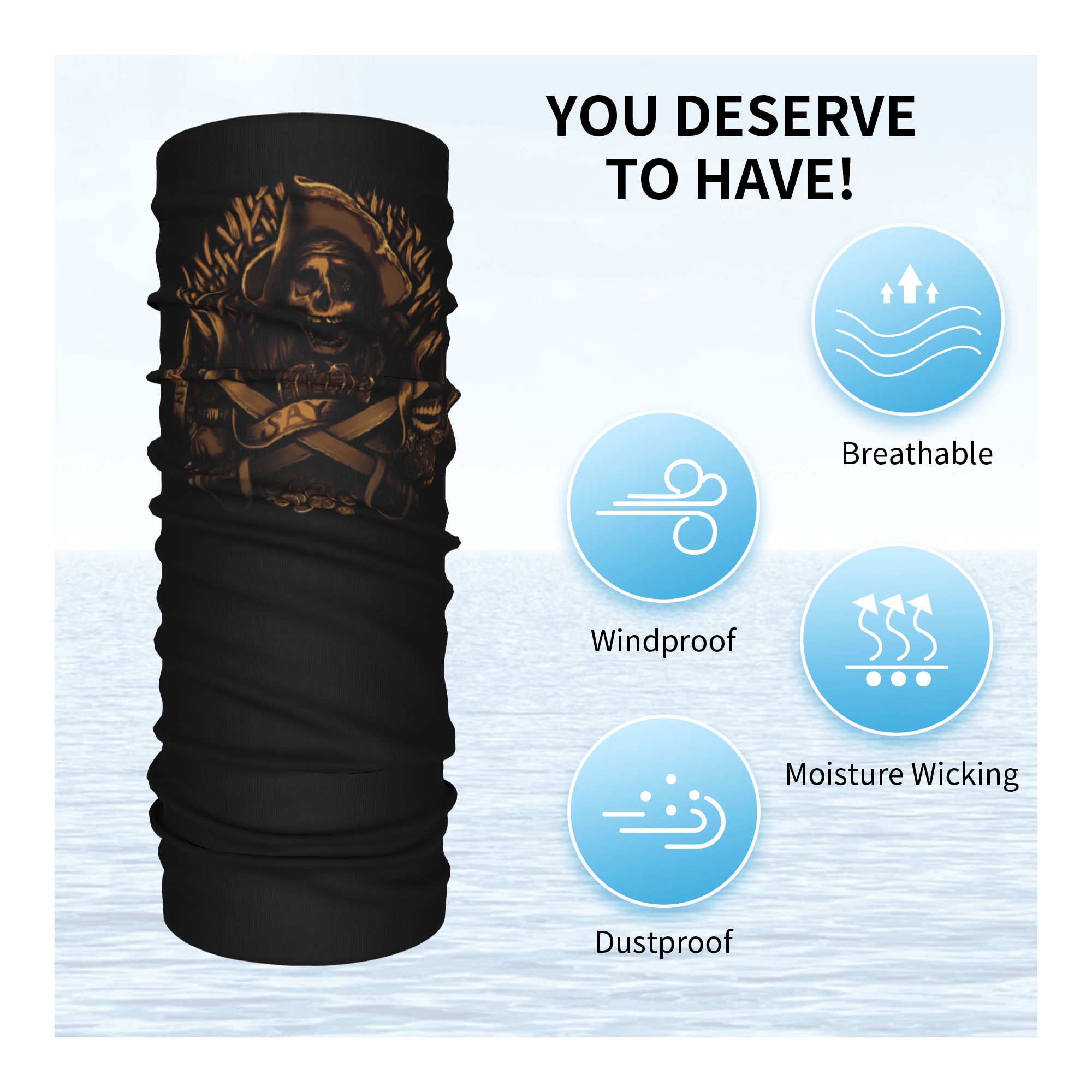 Custom Never Say Die Pirate Sk - Neck Warmer Tube review and price